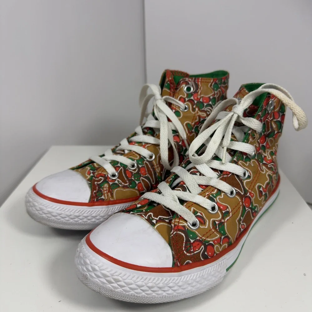 Converse Chuck Taylor All Star Junior 4.5 Red Green Gingerbread Christmas Hi Top